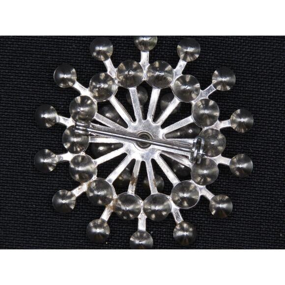 Vintage Starburst Rhinestone Brooch Pin Silver Tone, Clear Rhinestones, Gift Box - Picture 4 of 5